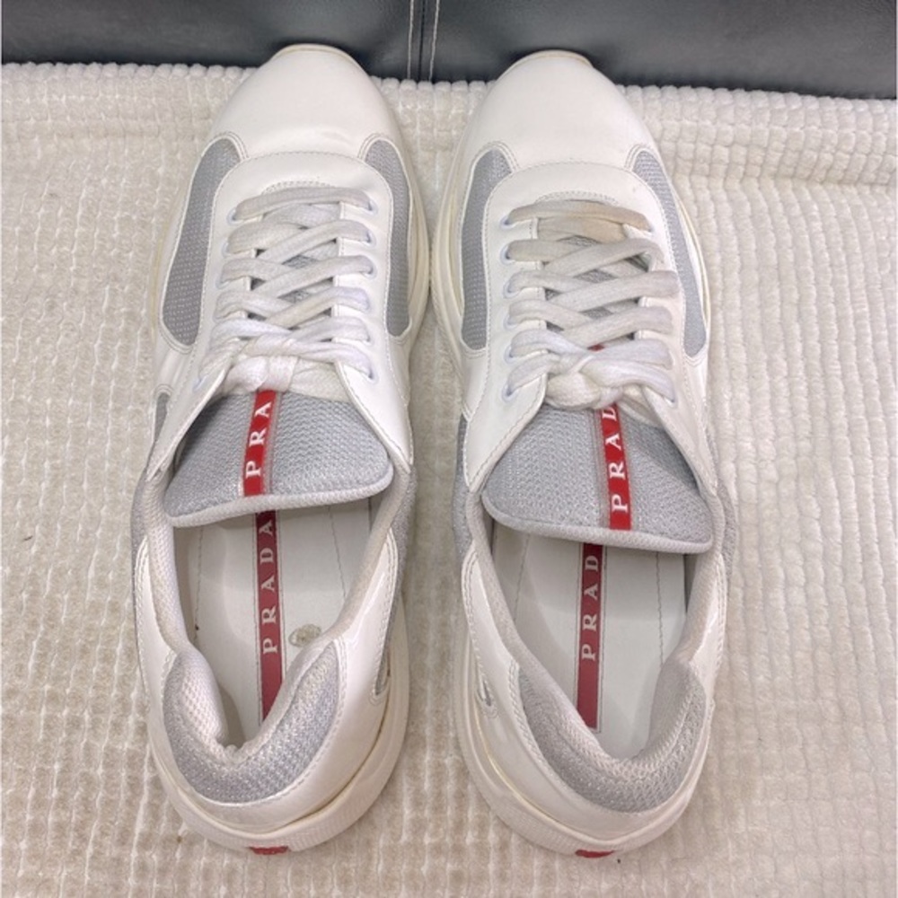Men’s Prada Sneakers White Grey Size 10 - Picture 9 of 12